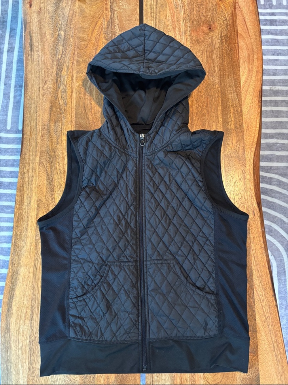 Saks Fifth Avenue BLUE Black Quilted Hooded Vest